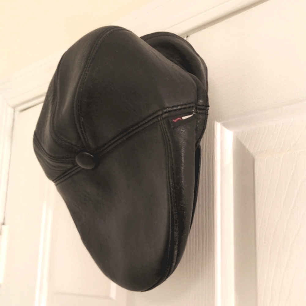 Leather hat in kangol or newsboy style